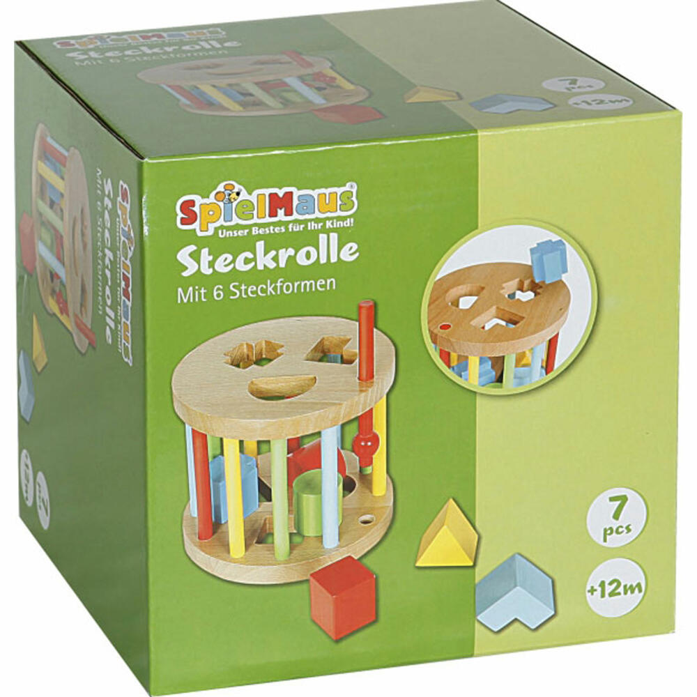 SpielMaus wooden stacking box, round, 6 stones