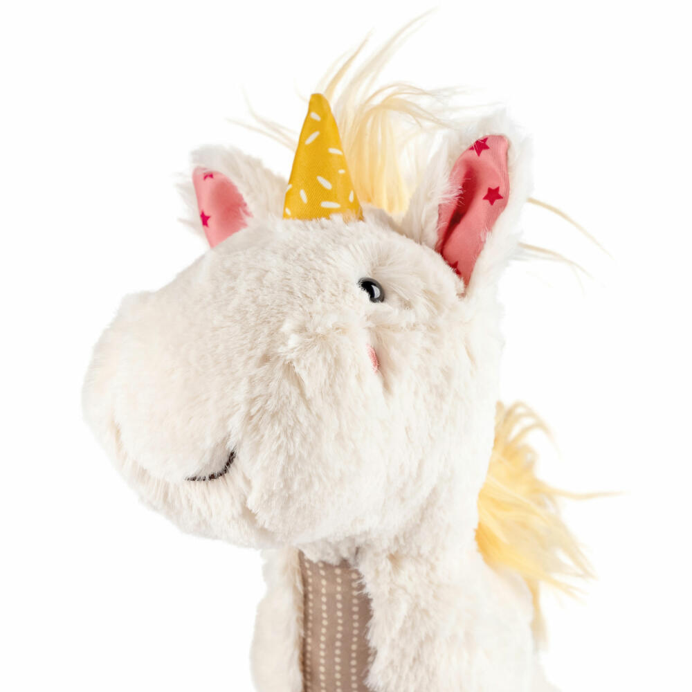 sigikid Patchwork Sweety Einhorn Yellow, Kuscheltier, Plüschtier, Schmusetier, Polyester, 28 cm, 43272