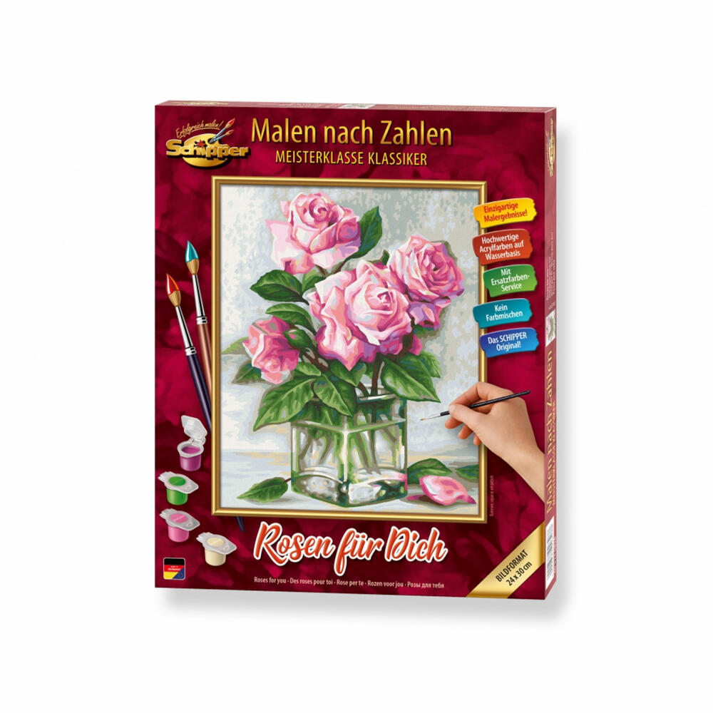 Schipper Malen nach Zahlen Rosen für Dich, Meisterklasse Klassiker, Malvorlage, Wandbild, 24 x 30 cm, 609240828