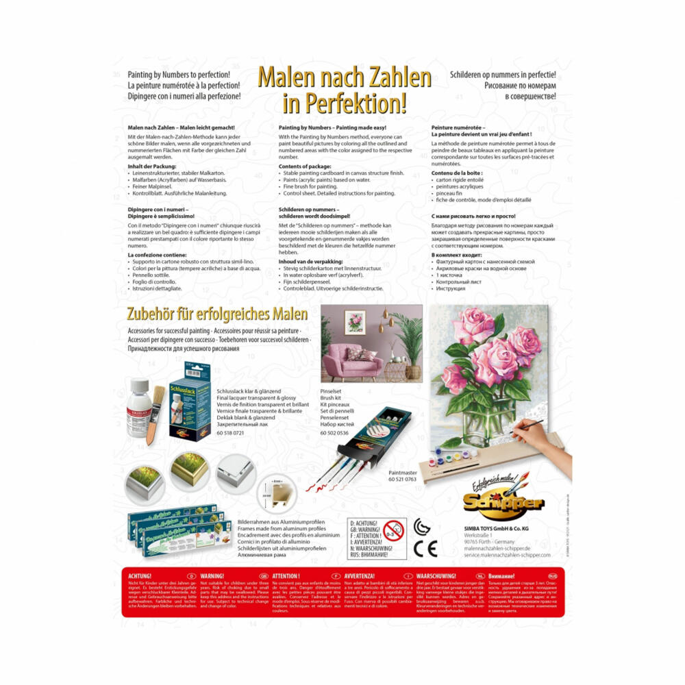 Schipper Malen nach Zahlen Rosen für Dich, Meisterklasse Klassiker, Malvorlage, Wandbild, 24 x 30 cm, 609240828
