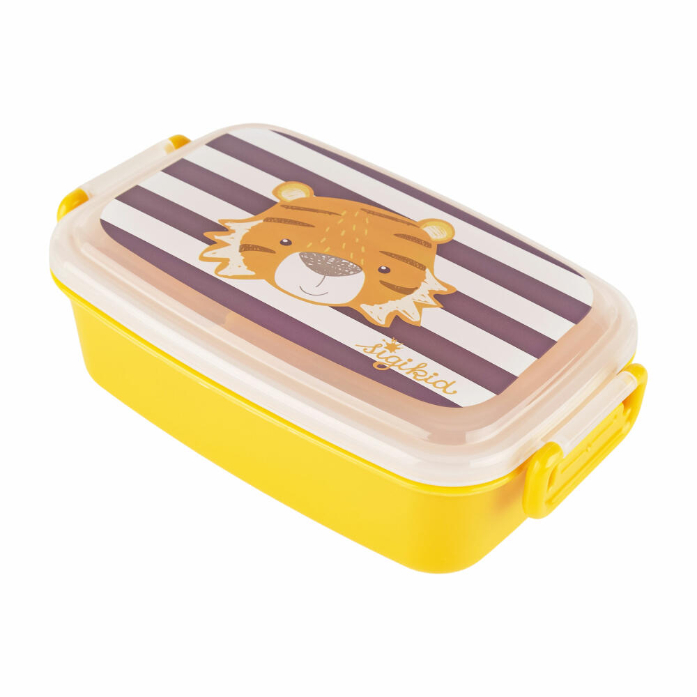 sigikid Brotdose Tiger, Brotbox, Lunchbox, Kinder, Kunststoff, 9 x 17.5 cm, 25369
