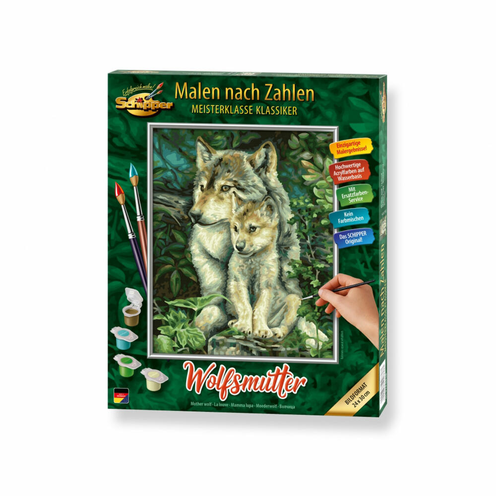 Schipper Malen nach Zahlen Wolfsmutter, Meisterklasse Klassiker, Malvorlage, Wandbild, 24 x 30 cm, 609240838