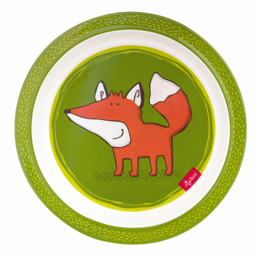 sigikid Forest Fox Plate Fox, Children's Plate, Dinner Plate, Children's Tableware, rPET, Green, Ø 21.5 cm, 25396