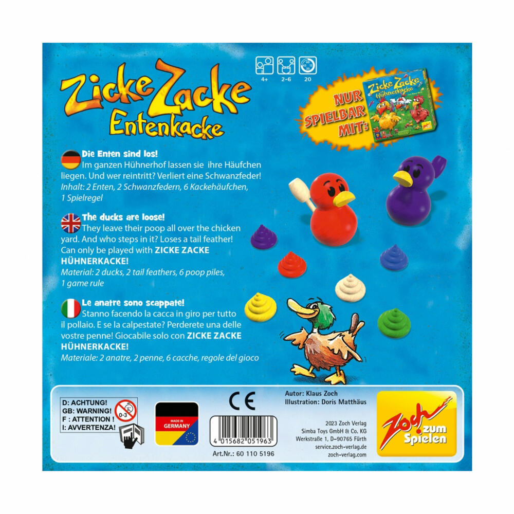 Zoch Zicke Zacke Entenkacke, extension, addition, memory game, children's game, from 4 years, 601105196
