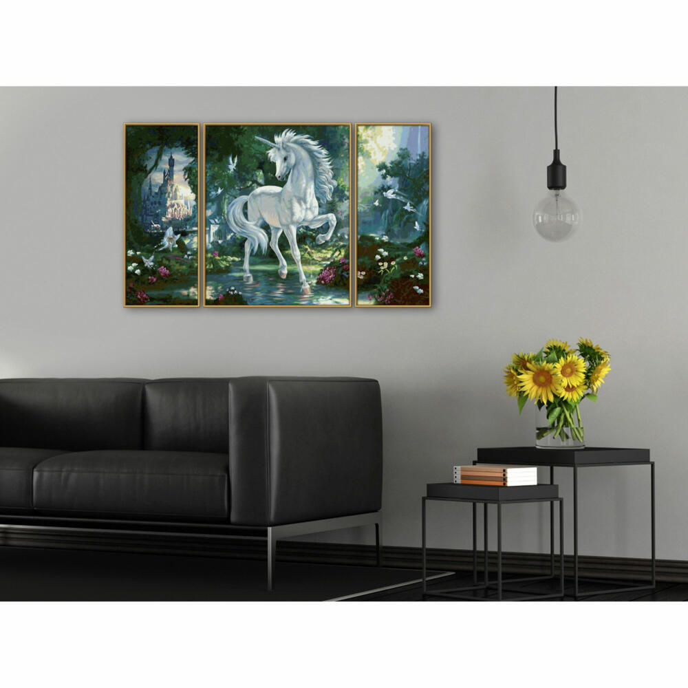 Schipper Malen nach Zahlen Einhorn im Zauberwald, Meisterklasse Triptychon, Malvorlage, Wandbild, 609260866