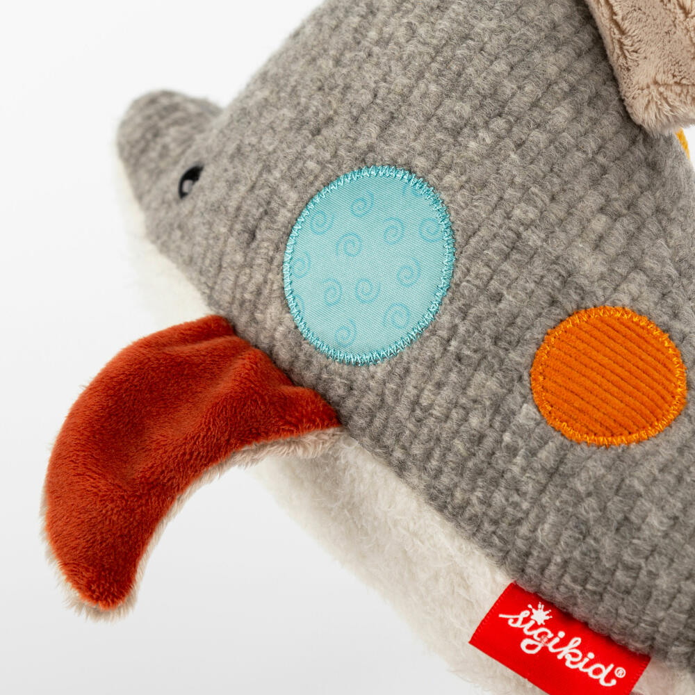sigikid Patchwork Sweety Delfin Yellow, Kuscheltier, Plüschtier, Schmusetier, Polyester, 33 cm, 43221