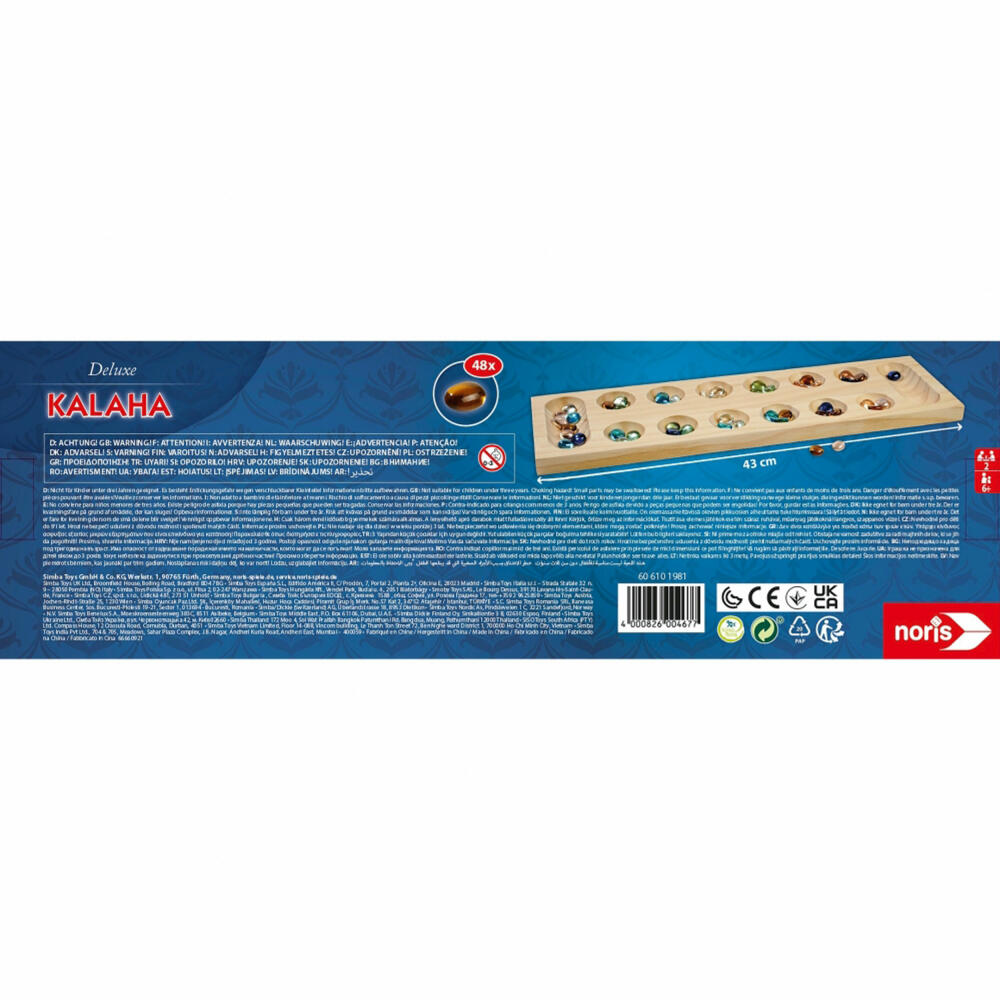 Noris Deluxe Kalaha, Mancala, Bohnenspiel, Steinchenspiel, ab 6 Jahren, 606101981