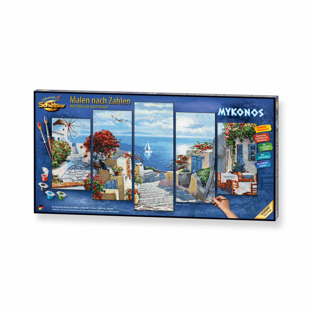 Schipper Painting by Numbers Mykonos, Master Class Polyptych, Painting Template, Wall Picture, 132 x 72 cm, 609450797