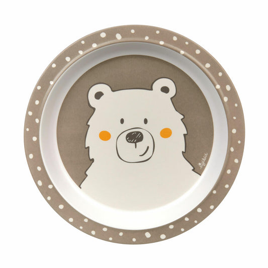 sigikid Honi Boni Plate Bear Vanilla, Children's Plate, Dinner Plate, Children's Tableware, rPET, Brown, Ø 21.5 cm, 25384