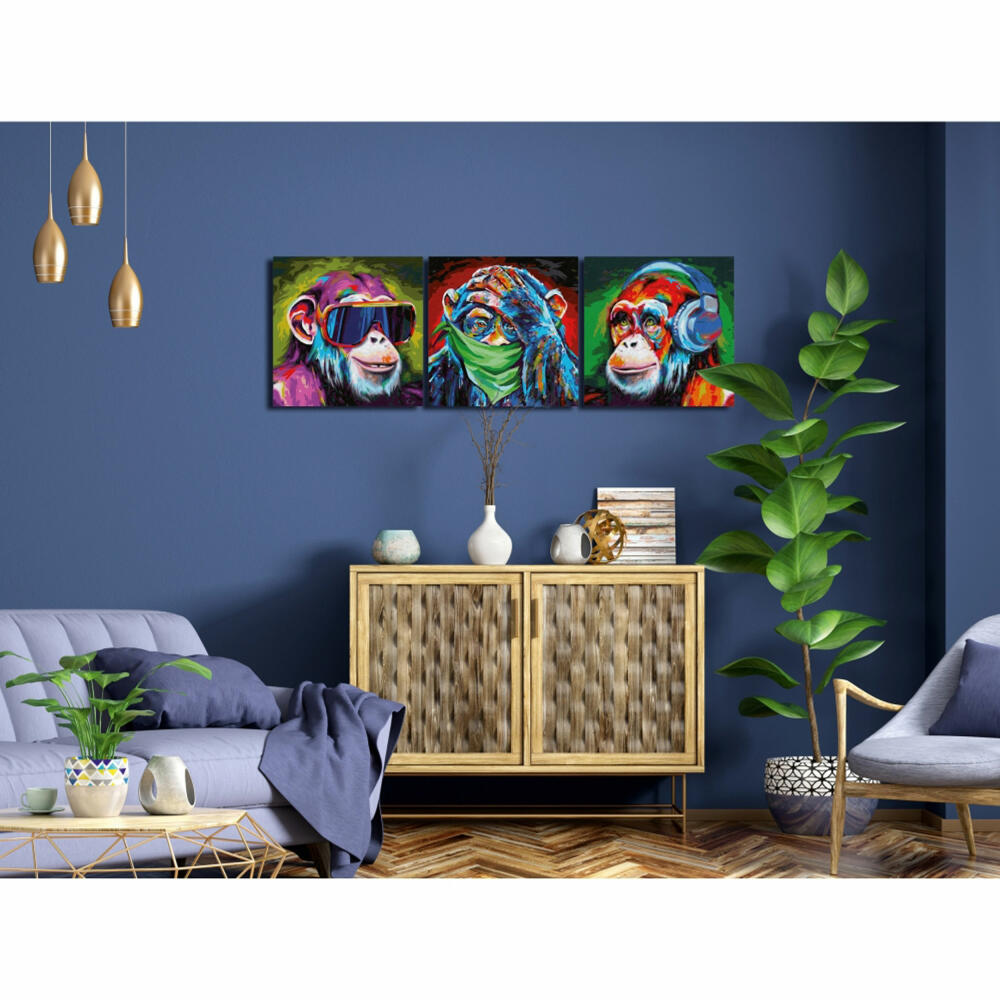 Schipper Painting by Numbers The 3 Monkeys, Master Class Triptych, Coloring Page, Mural, 609470859