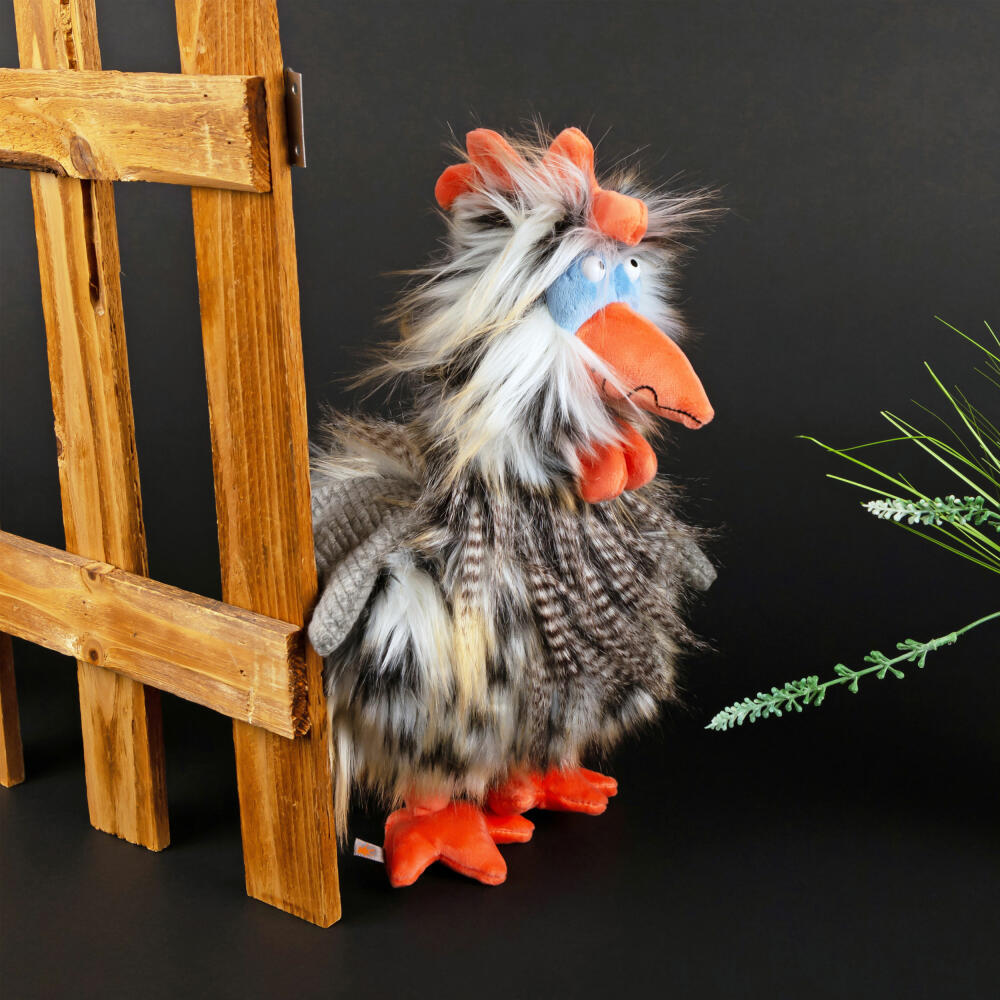 sigikid Tour de Poule Kikeriki, Kuscheltier, Stofftier, Schmusetier, Grau, 26 cm, 42992