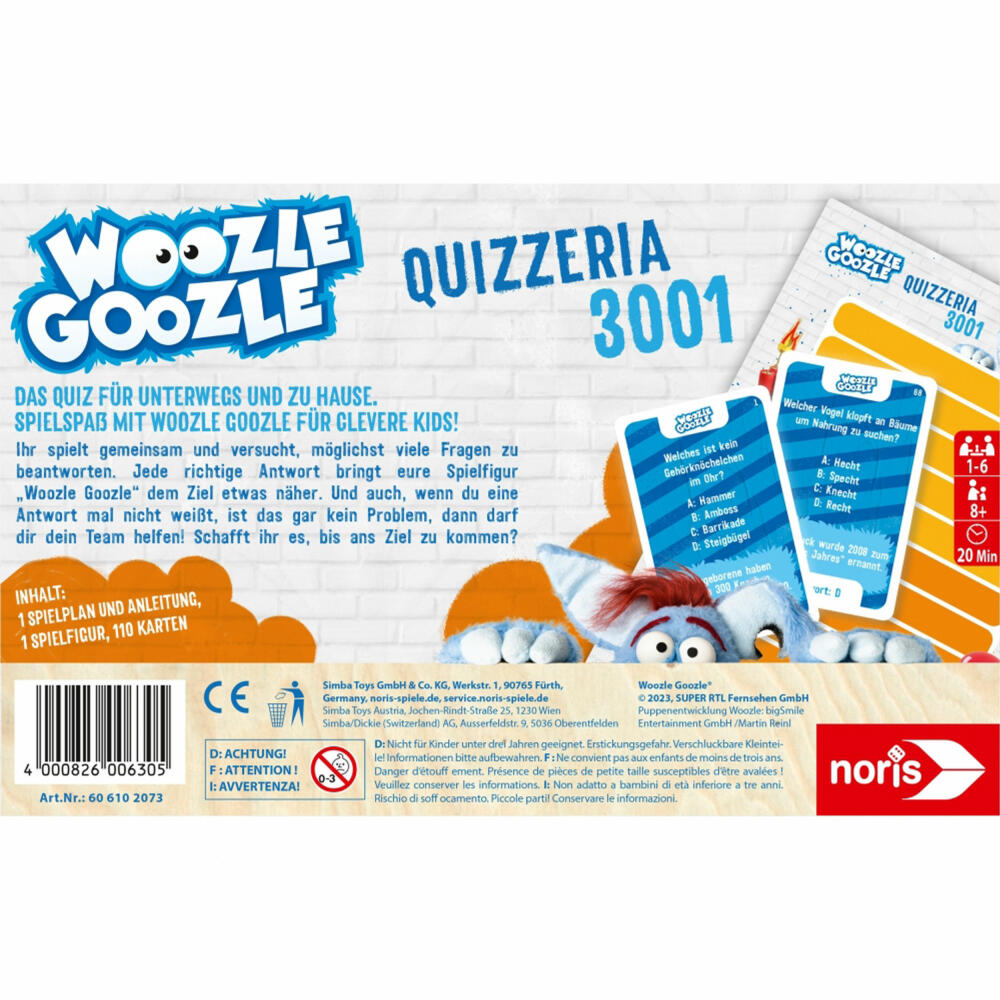 Noris Woozle Goozle - Quizzeria 3001, cooperative quiz, quiz game, educational game, ages 8 and up, 606102073