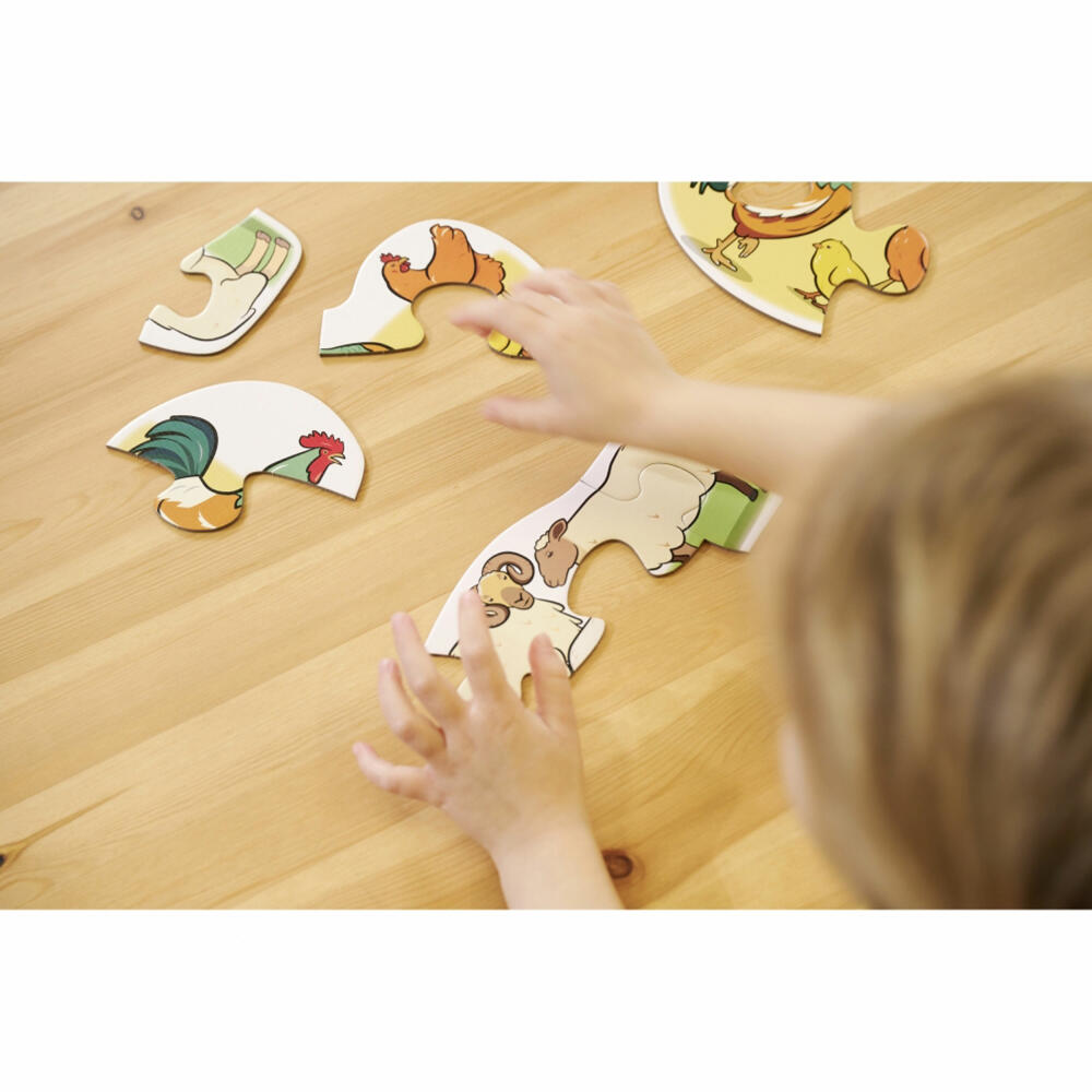 Noris 6 erste Puzzles - Bauernhoftiere, Kinderpuzzle, Kinder Puzzle, Legespiel, ab 3 Jahren, 606012166