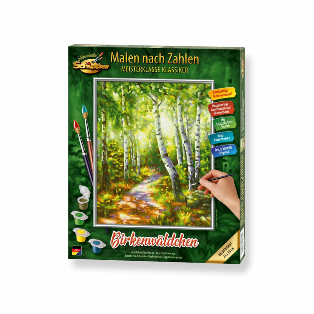 Schipper Malen nach Zahlen Birkenwäldchen, Meisterklasse Klassiker, Malvorlage, Wandbild, 24 x 30 cm, 609240801