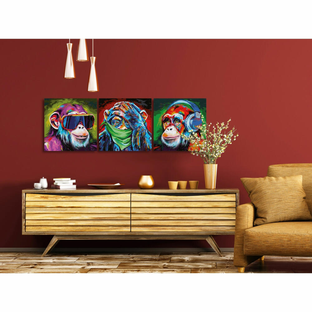 Schipper Painting by Numbers The 3 Monkeys, Master Class Triptych, Coloring Page, Mural, 609470859