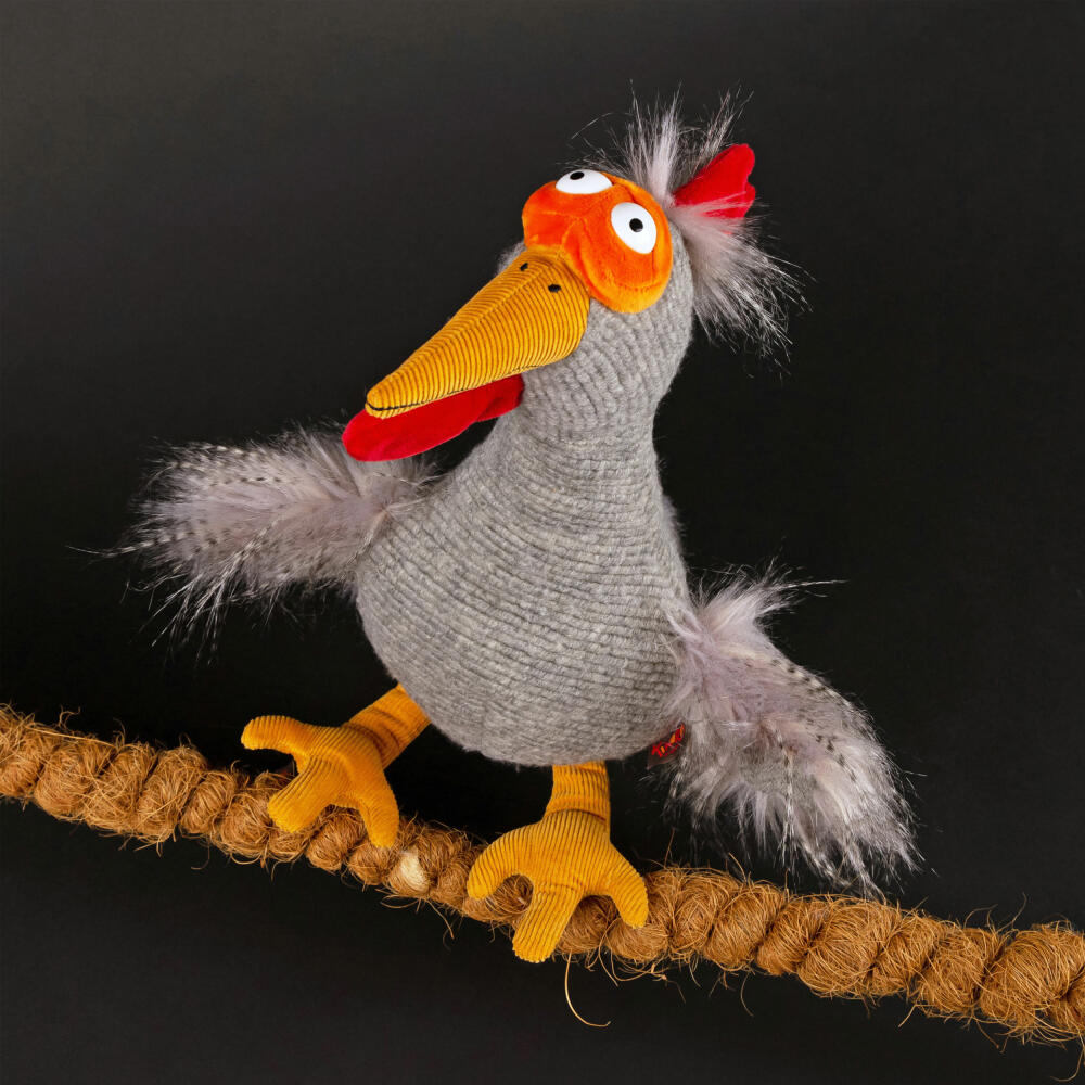 sigikid Chilling Chicken Kikeriki, Kuscheltier, Stofftier, Schmusetier, Grau, 35 cm, 42984