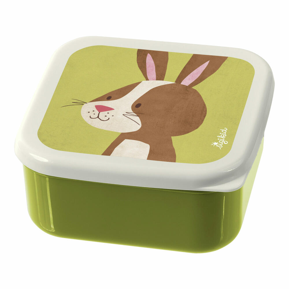 sigikid Snackboxen Hase, 3-tlg., Lunchbox, Brotdose, Vesperdose, Brotbox, Frühstücksdose, Kinder, Kunststoff, Grün, 25120