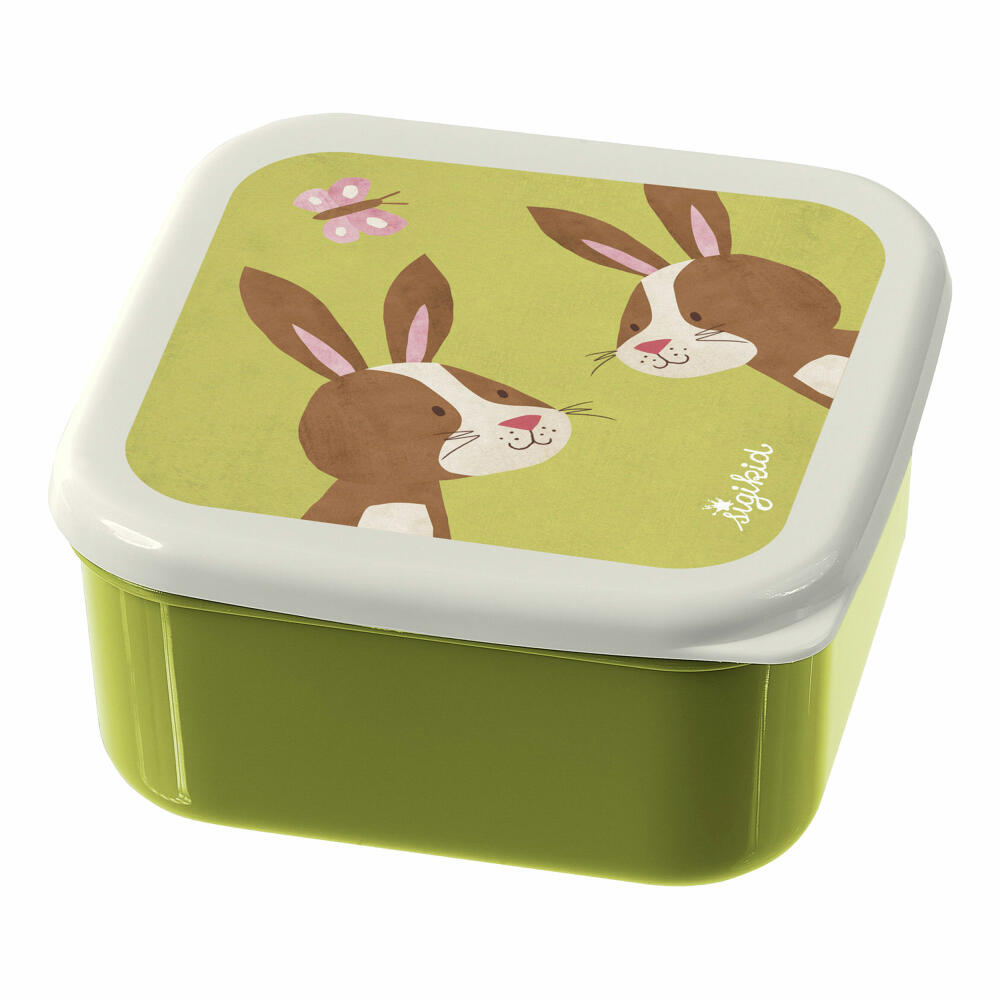 sigikid Snackboxen Hase, 3-tlg., Lunchbox, Brotdose, Vesperdose, Brotbox, Frühstücksdose, Kinder, Kunststoff, Grün, 25120