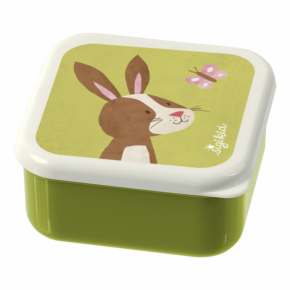 sigikid Snackboxen Hase, 3-tlg., Lunchbox, Brotdose, Vesperdose, Brotbox, Frühstücksdose, Kinder, Kunststoff, Grün, 25120