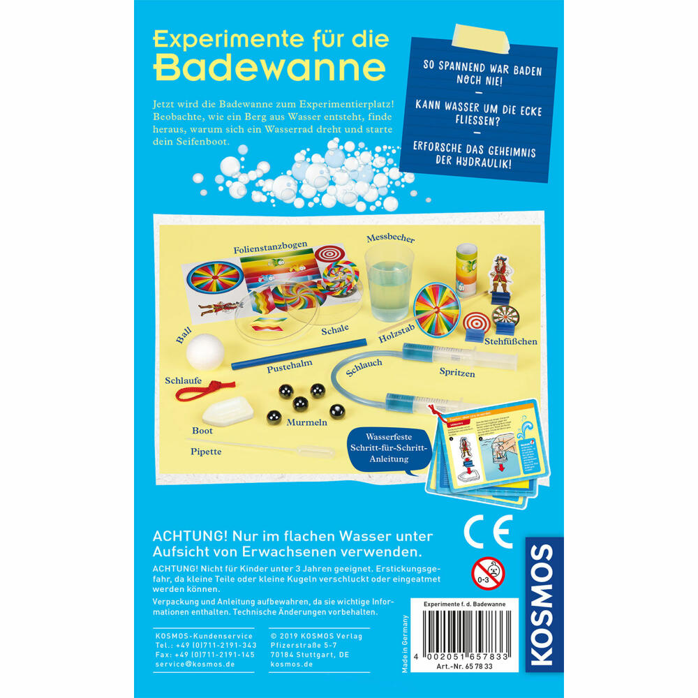 KOSMOS Experimente für die Badewanne, Spielzeug, Experimentierkasten, Experimentier Kasten, Experimente mit Wasser, ab 6 Jahren, 657833