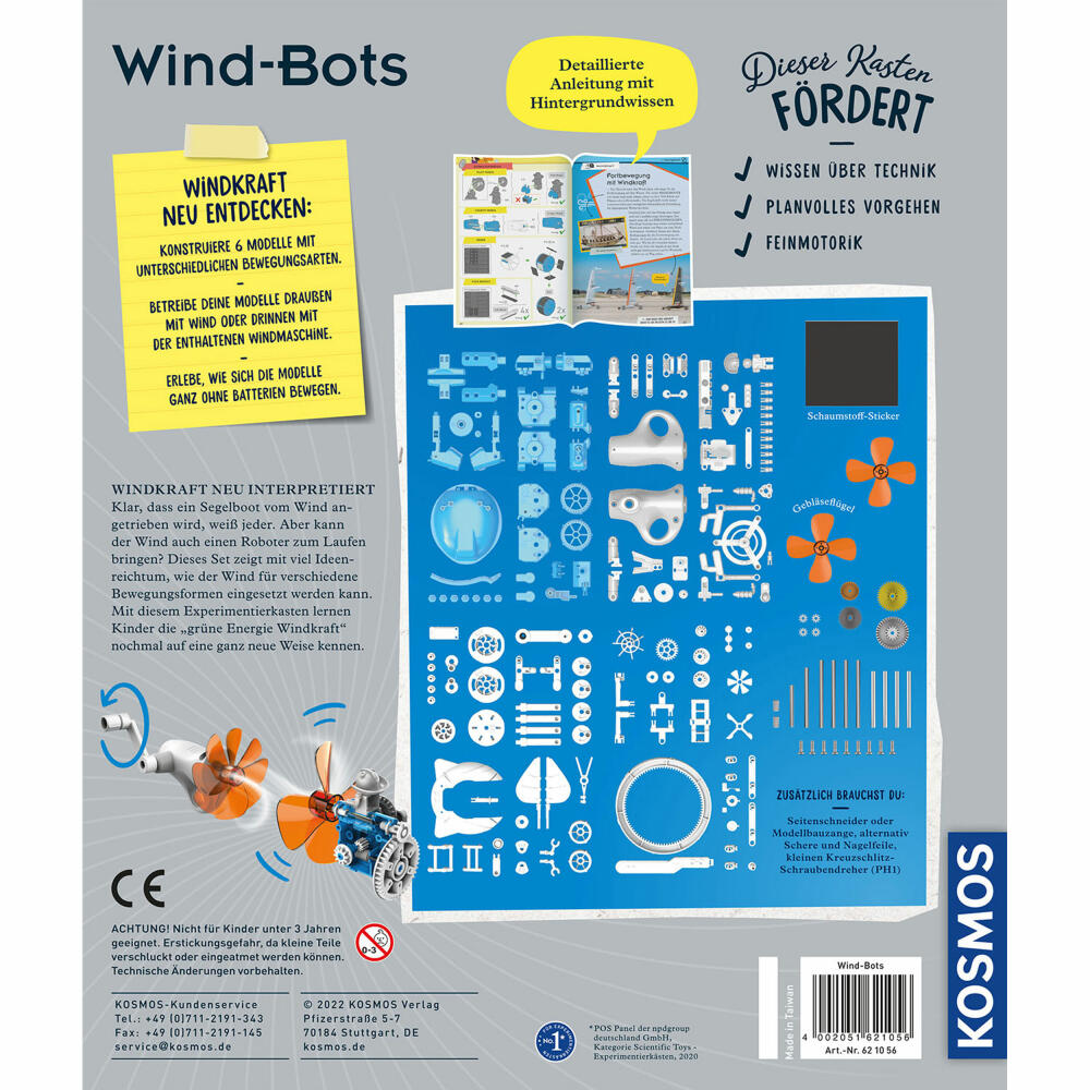 KOSMOS Wind Bots, Experimentierkasten, Konstruktionsset, Bastelbox, Bastel Set, ab 8 Jahren, 621056