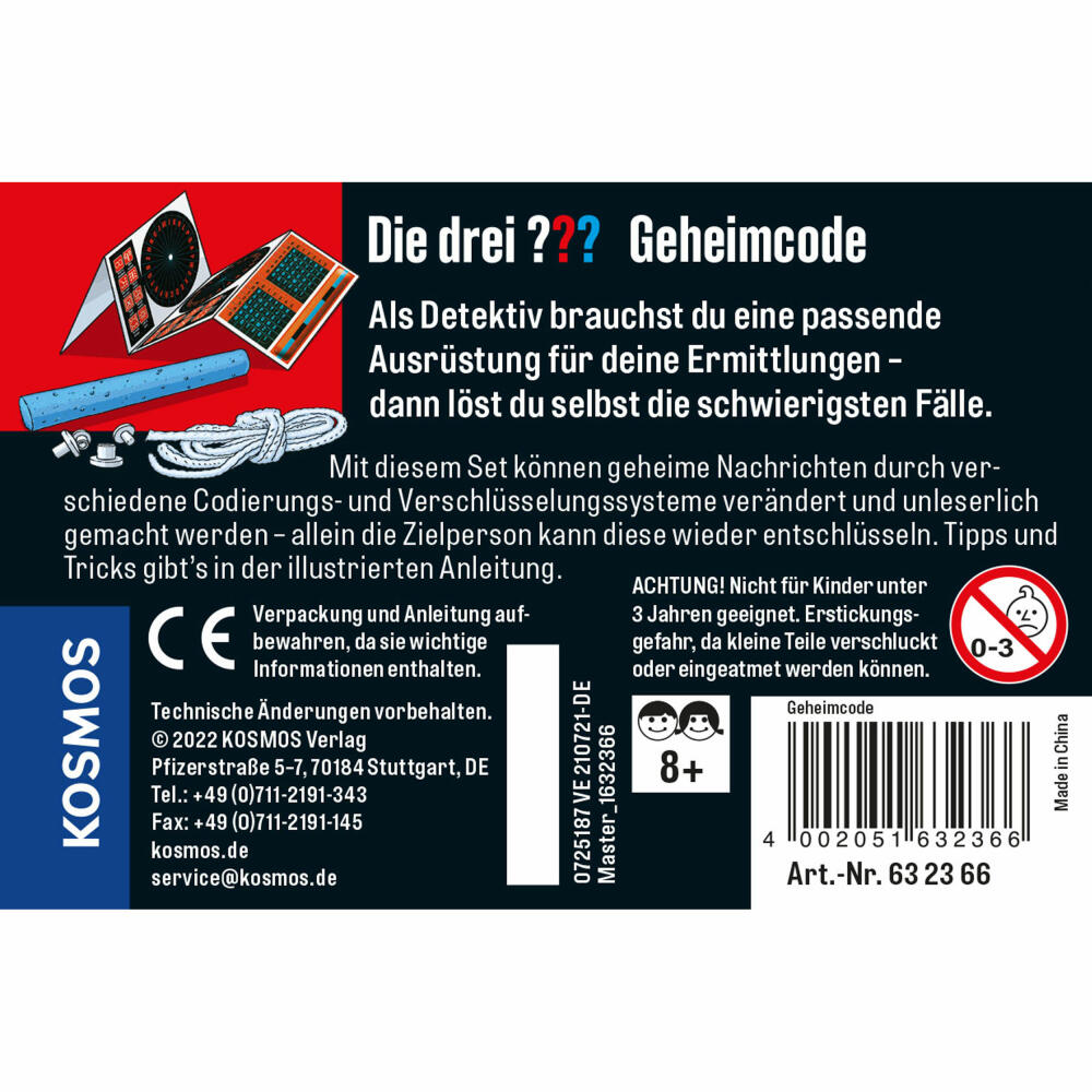 KOSMOS Detektive Die drei ??? Geheimcode, Kleine Dose, Detektiv-Set, Detektivspiel, Detektiv Spiel, ab 8 Jahren, 632366