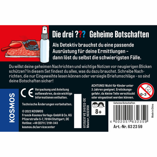 KOSMOS Die drei ??? Geheime Botschaften, Kleine Dose, Detektiv Ausrüstung, Lupe, Geheim Block, Spielzeug, 632359