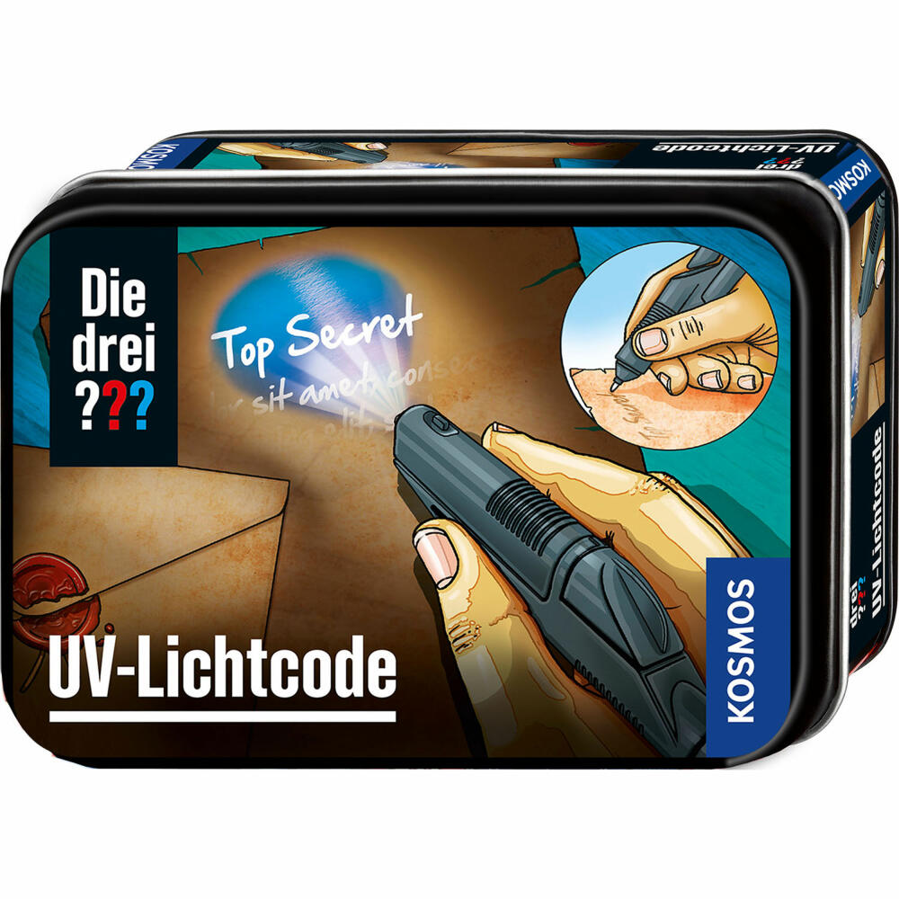 KOSMOS Die drei ??? UV-Lichtcode, UV-Lampe, Experimentierkasten, Detektivspiel, Kinder, ab 7 Jahren, 632397