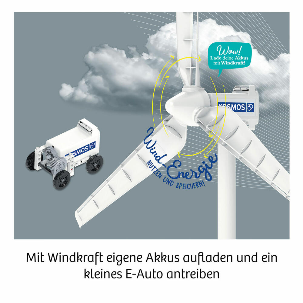 KOSMOS Wind-Rad Modellbausatz, Experimentierkasten, Windkraft Lernspielzeug, ab 8 Jahren, 621087
