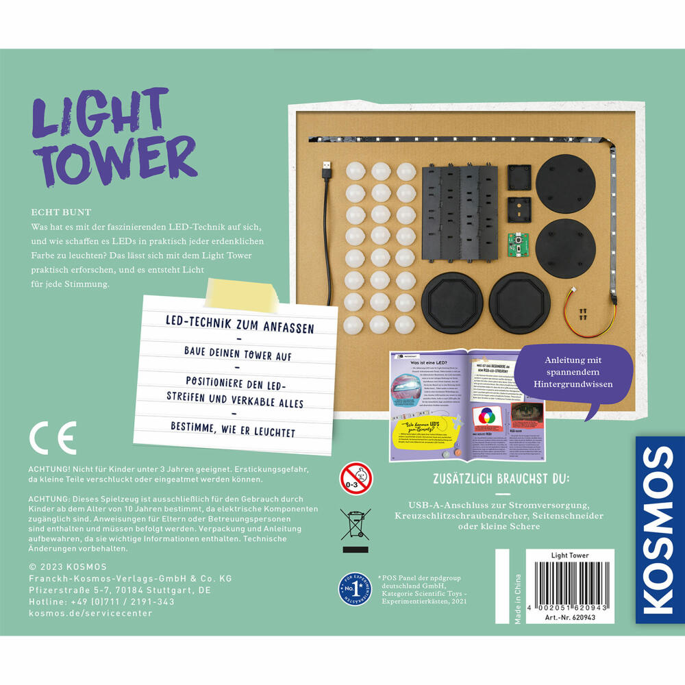 KOSMOS Light Tower, Experimentierkasten, DIY Lichtturm, Bausatz, Baukasten, Experimente, 620943
