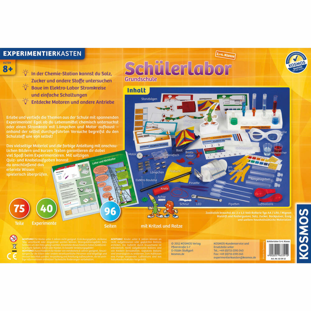 KOSMOS Experiment Kits Student Laboratory Primary School 3rd + 4th Grade, Experiment Kit, Experiment Box, Laboratory, from 8 years, 633912