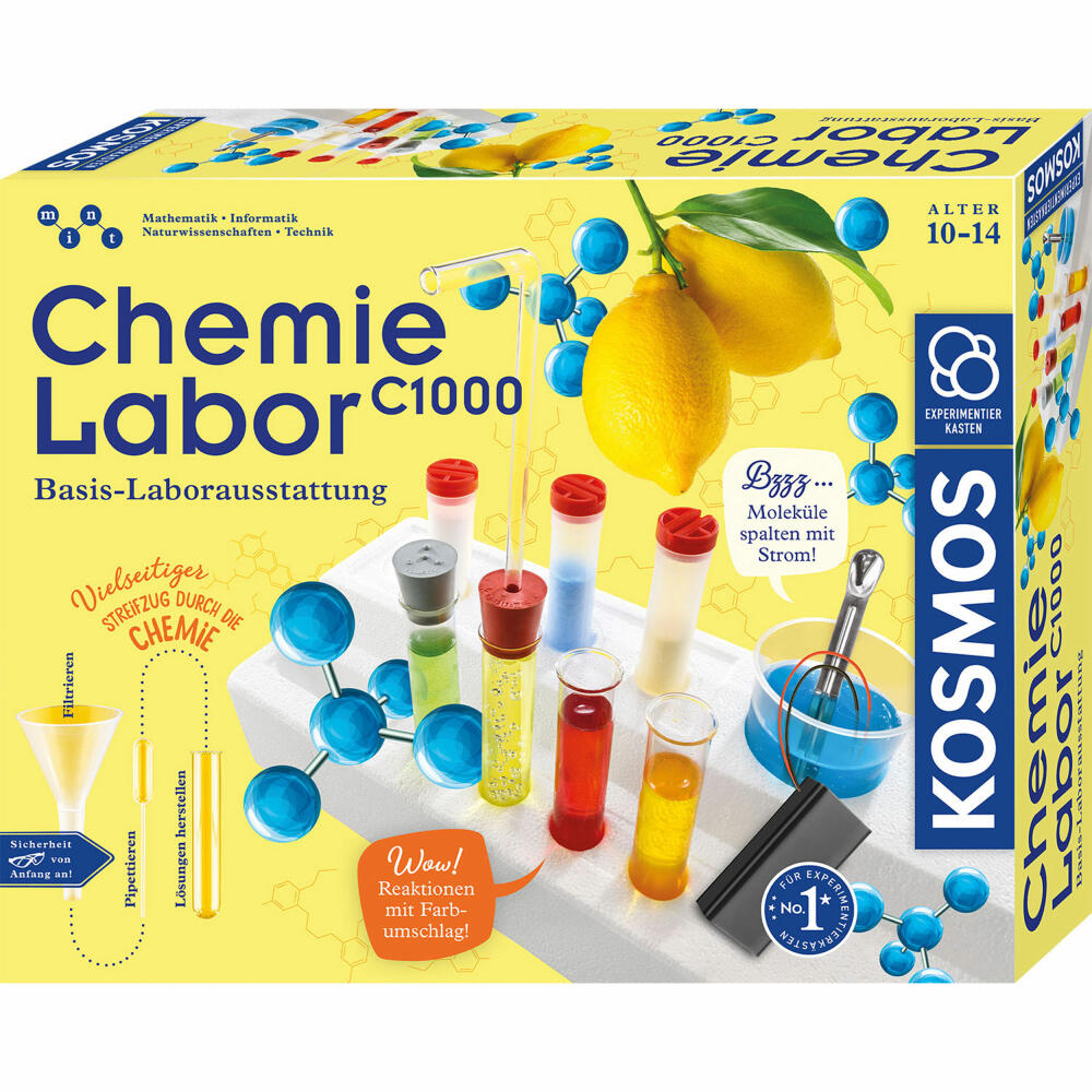 KOSMOS Experimentierkasten Chemielabor C 1000 X, Laborausstattung, Experimente, ab 10 Jahren, 645540