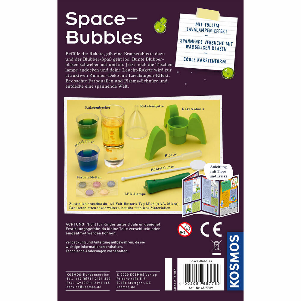 KOSMOS Space-Bubbles, Experimentierkasten, Forschen, Spielzeug, Experimentier Kasten, ab 8 Jahren, 657789