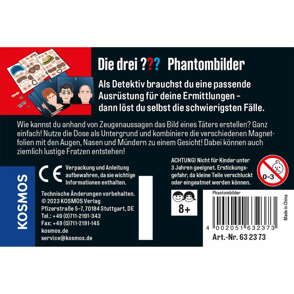 KOSMOS Die drei ??? Phantombilder, Kleine Dose, Detektiv Ausrüstung, Detektivspiel, Spielzeug, 632373