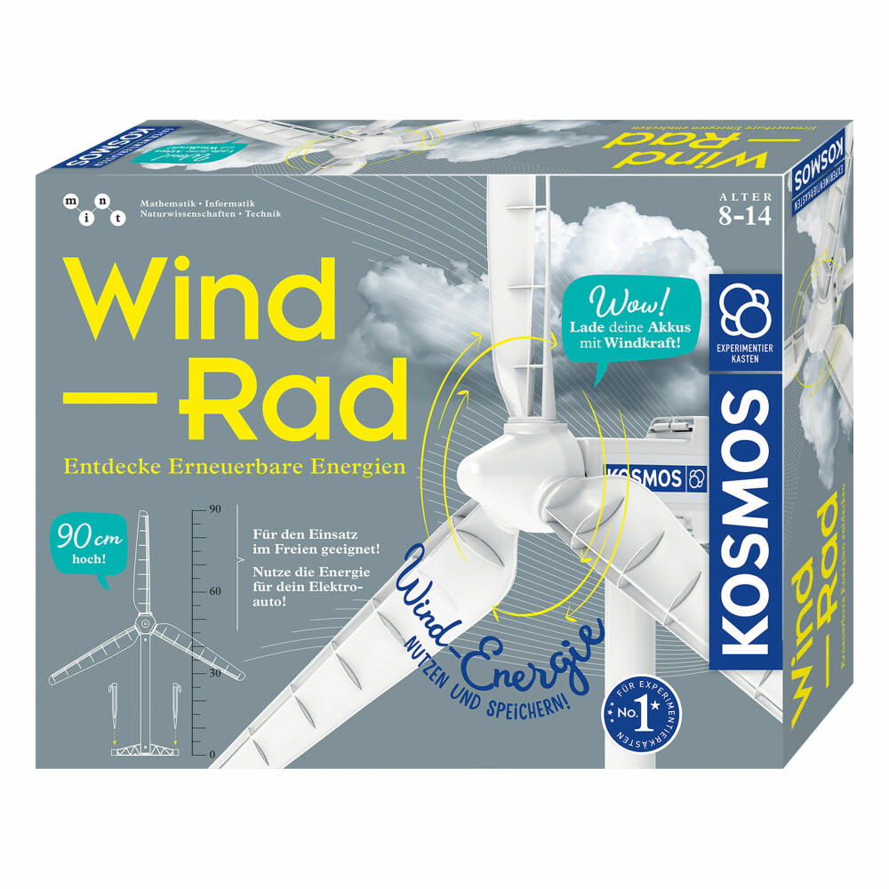 KOSMOS Wind-Rad Modellbausatz, Experimentierkasten, Windkraft Lernspielzeug, ab 8 Jahren, 621087