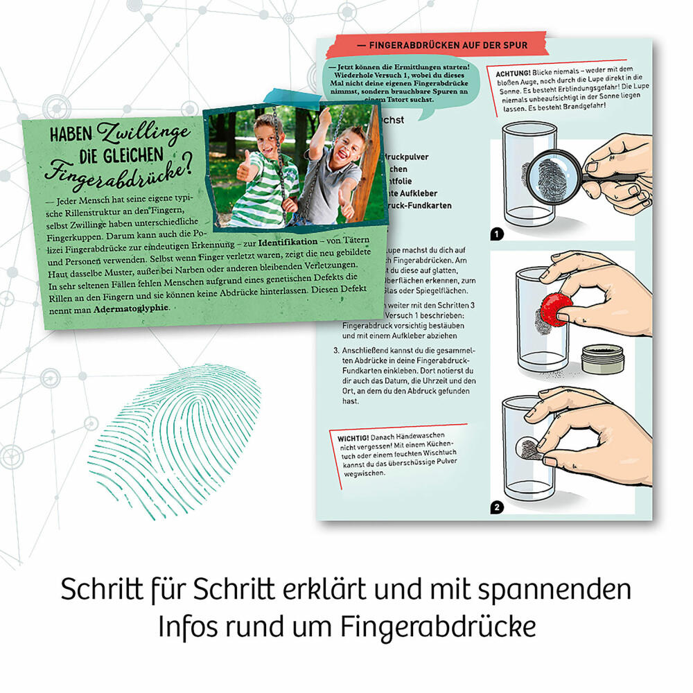 KOSMOS Finger-Abdrücke, Detektiv-Experimente, Experimentierkasten, Experimentier Kasten, ab 8 Jahren, 657796