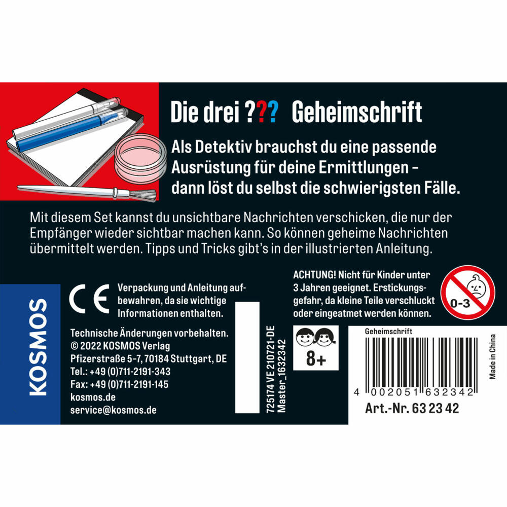 KOSMOS Detectives The Three ??? Secret Writing, Small Box, Detective Set, Detective Game, Detective Game, from 8 years, 632342