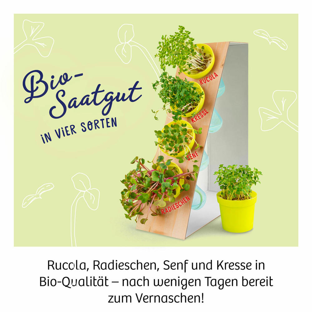 KOSMOS Microgreen-Garten, Experimentierkasten, Pflanzen züchten, Anzuchtset, Mini Garten, ab 6 Jahren, 636135