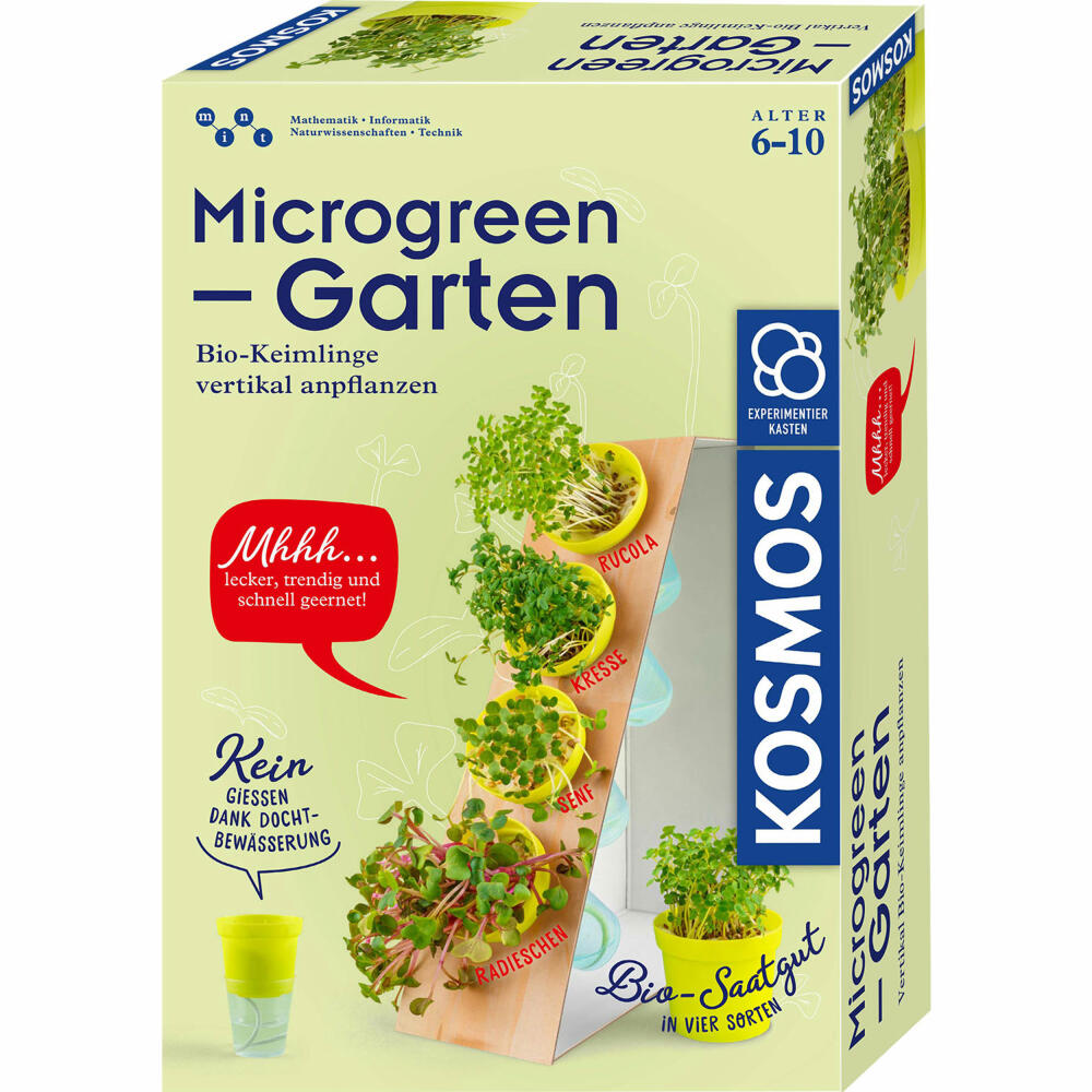 KOSMOS Microgreen-Garten, Experimentierkasten, Pflanzen züchten, Anzuchtset, Mini Garten, ab 6 Jahren, 636135
