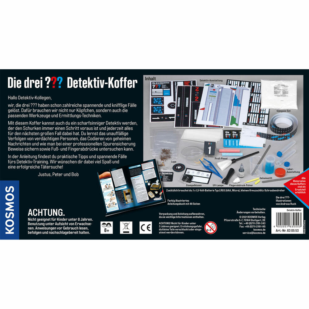 KOSMOS Die drei ??? Detektivkoffer, Experimentierkasten, Ausrüstung, Detektiv Koffer, Rollenspiel, 630553