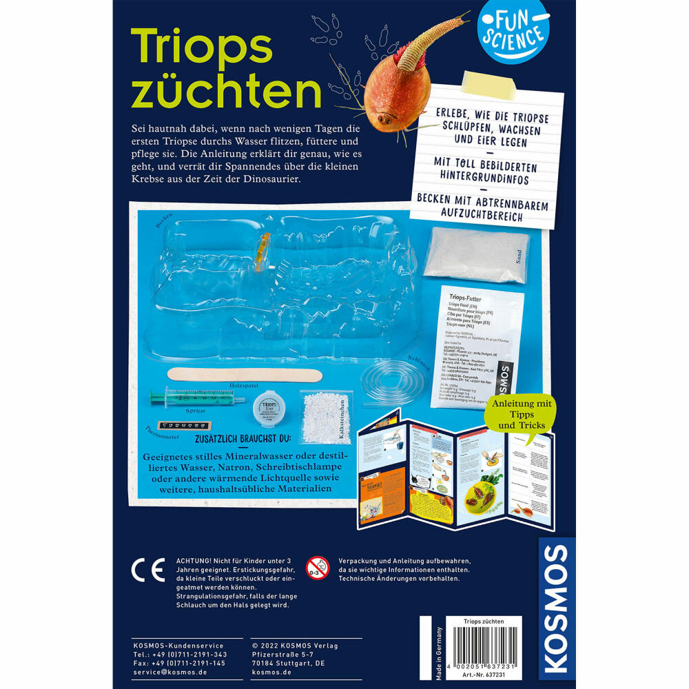 KOSMOS Fun Science Triops züchten, Experimentierkasten, Triops-Zucht, Anzuchtset, ab 8 Jahren, 637231