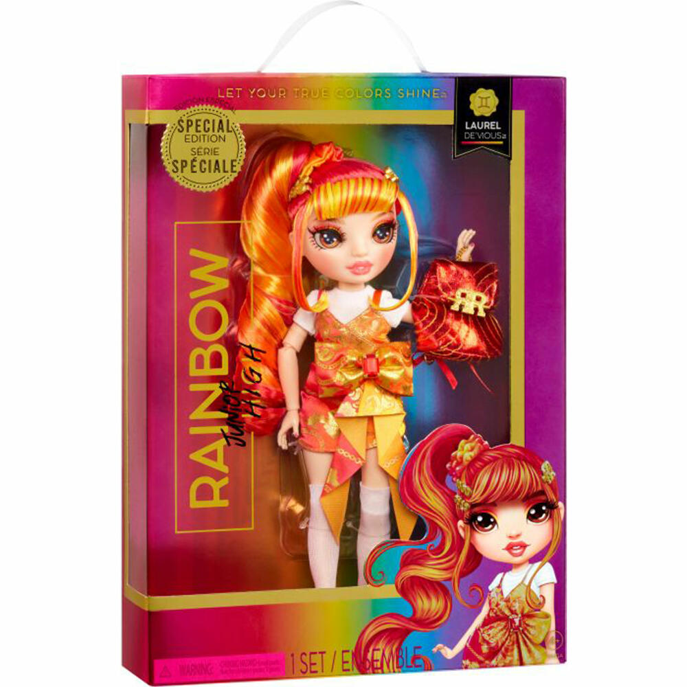 Rainbow High Junior High Special Edition Doll- Laurel DeVious Orange, fashion doll, dress-up doll, doll, 590446EUC