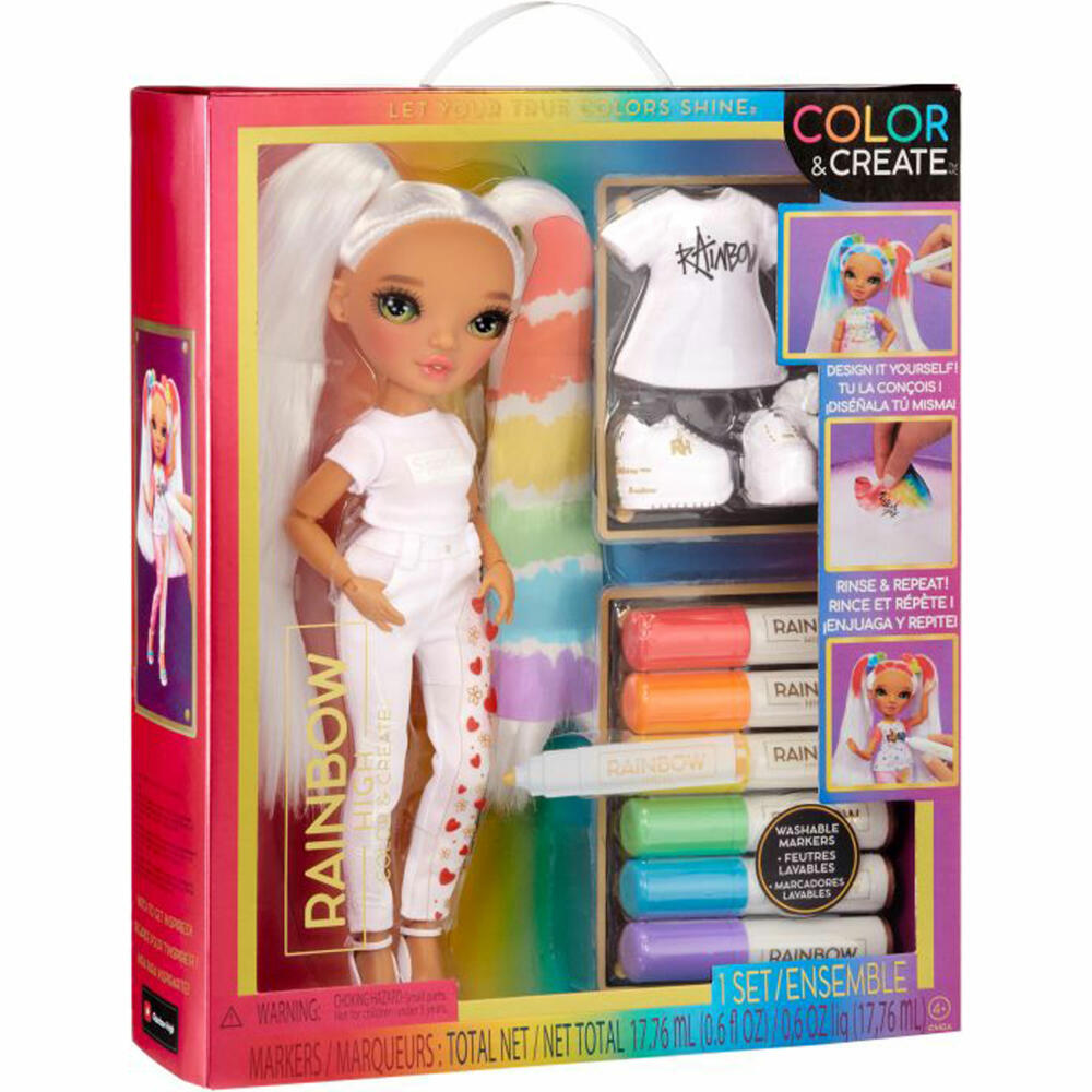 Rainbow High Color & Create Fashion Doll Green Eyes, Fashion Doll, Dress Up Doll, Doll, 500407EUC