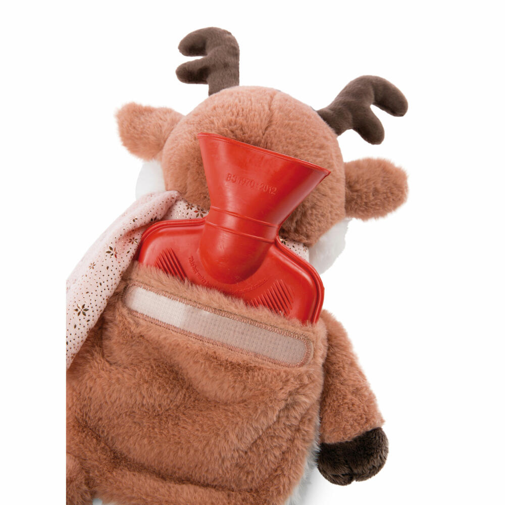 NICI Winter Friends Hot Water Bottle Reindeer Jonte Plush, Bed Bottle, Heat Cushion, Cuddly Toy, 350 ml, 48336