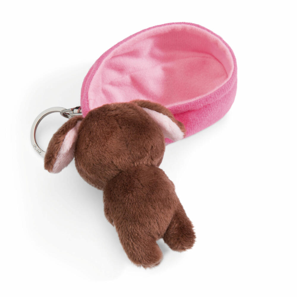 NICI Sleeping Pets Hund Schlüsselanhänger, Schlüssel Anhänger, Glücksbringer, Braun, 8 cm, 48832
