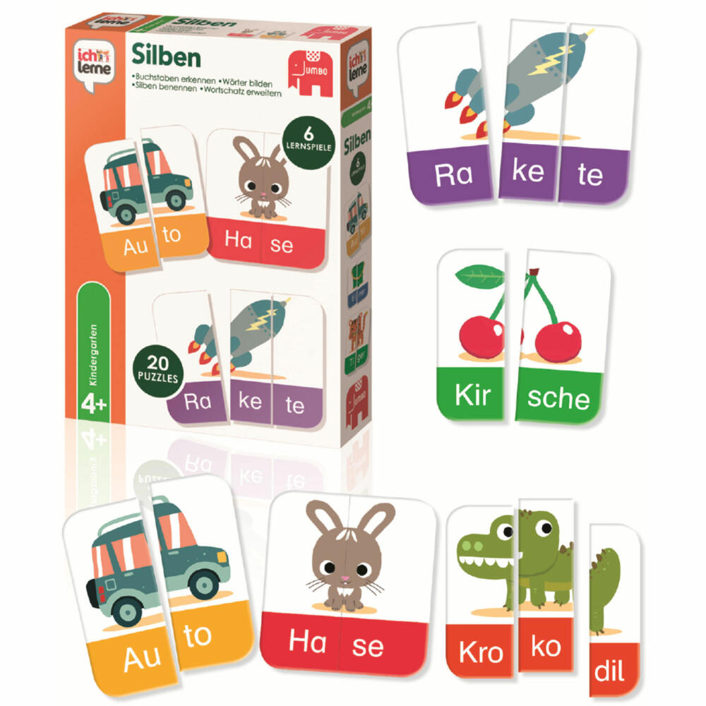 Jumbo Spiele ich lerne Silben, Lernspiel, Kinderspiel, Silbentrennung, Wörter bilden, ab 4 Jahre, 19551