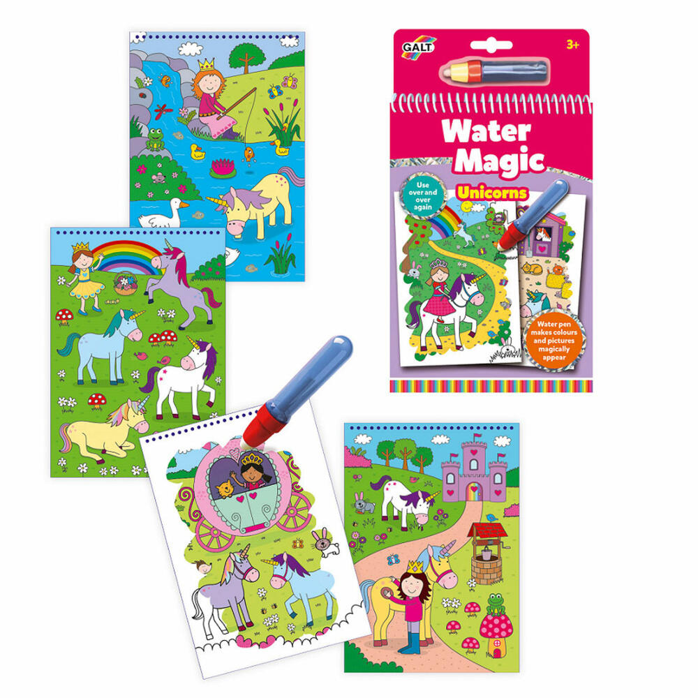 Jumbo Spiele GALT Water Magic Einhörner, Malbuch, Malen mit Wasser, Wasserstift, ab 3 Jahre, 1005152