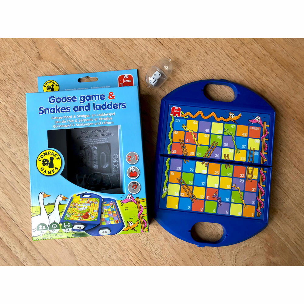 Jumbo Games Goose Game & Snakes and Ladders Compact Game, Ladder Game, Board Games, Travel Game, from 4 years, 12765