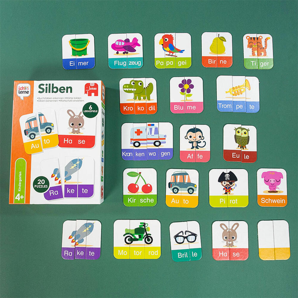 Jumbo Spiele ich lerne Silben, Lernspiel, Kinderspiel, Silbentrennung, Wörter bilden, ab 4 Jahre, 19551