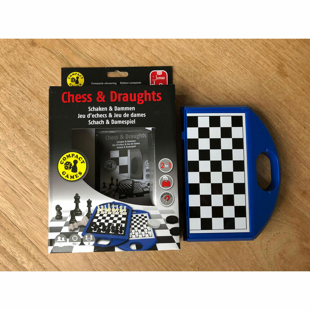 Jumbo Games Chess and Checkers Compact Game, Travel Game, Board Game, Strategy Game, from 7 years, 12763